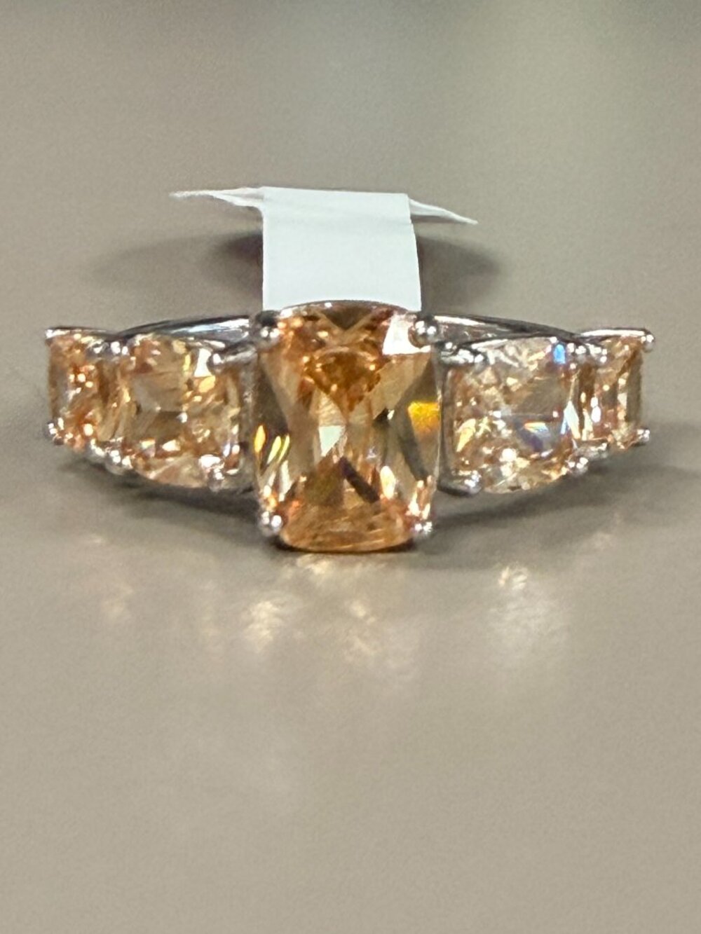 BP Sterling Silver Topaz CZ 5-Stone Ring Sz 5